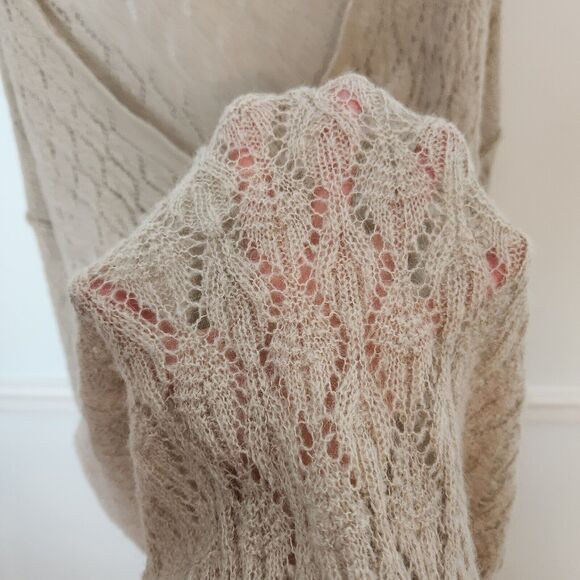 Free People Tunic Sweater Size Large Womens Say Hello Open Knit Oversized Beige - Picture 6 of 12